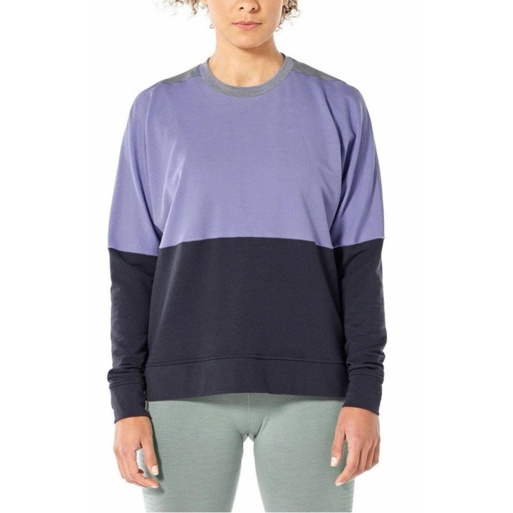 Icebreaker Cool Lite Momentum XS Colorblock Lilac Gray Shirt Wool Blend Layer
